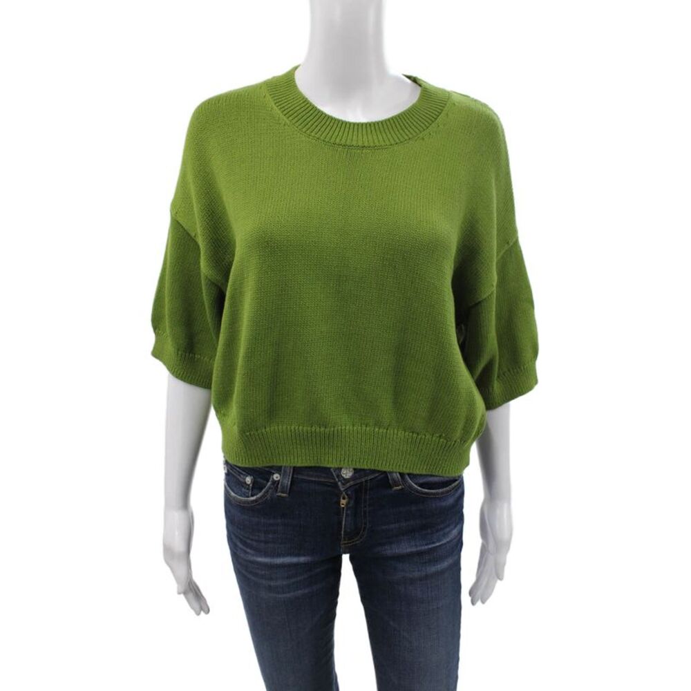 Banana Republic Womens Pullover Sweater Green Crew Neck 3/4 Sleeve Size M